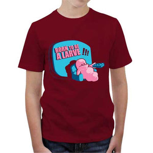 tshirt-enfant-born-to-be-a-larve-coton-bio-rouge