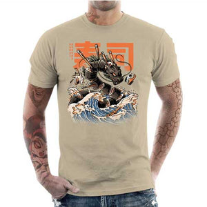 tshirt-homme-sushi-dragon-pour-gourmets-fan-d-art-et-de-japon-coton-bio-beige