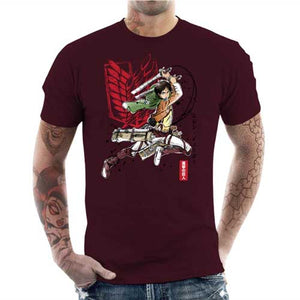 tshirt-homme-attaque-des-titans-coton-bio-cerise