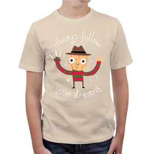 tshirt-enfant-freddy-krueger-follow-your-dreams-coton-bio-natural