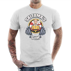 tshirt-homme-saitamas-gym-deviens-plus-fort-avec-le-maitre-coton-bio-blanc