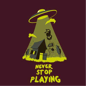 tshirt-never-stop-playing-coton-bio-cerise