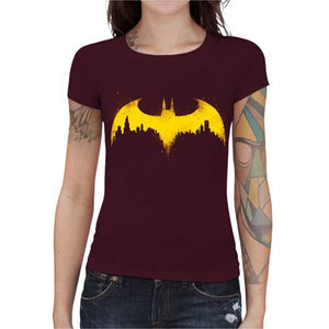 tshirt-femme-batman-coton-bio-cerise