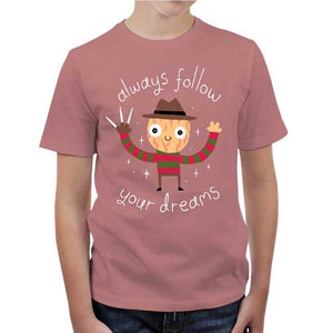 tshirt-enfant-freddy-krueger-follow-your-dreams-coton-bio-petal-rose