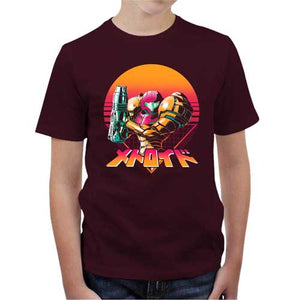 tshirt-enfant-metroid-retro-hunter-coton-bio-cerise