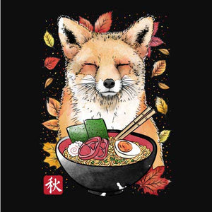 tshirt-fox-leaves-and-ramen-coton-bio-noir