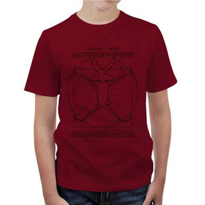 tshirt-enfant-coyote-de-vitruve-parodie-looney-tunes-coton-bio-rouge