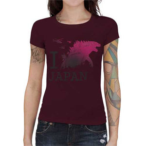 tshirt-femme-i-godzilla-japan-coton-bio-cerise