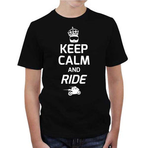 tshirt-enfant-keep-calm-and-ride-coton-bio-noir