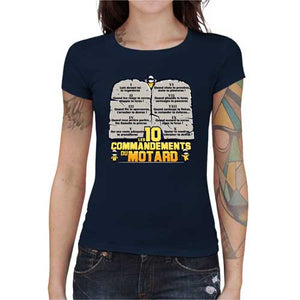 tshirt-femme-les-10-commandements-du-motard-coton-bio-bleu-nuit