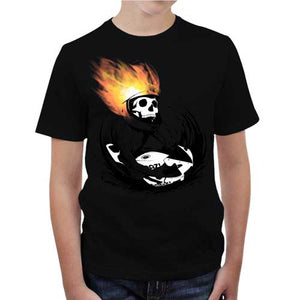 tshirt-enfant-skull-fire-coton-bio-noir