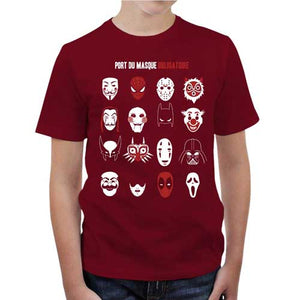 tshirt-enfant-masque-geek-obligatoire-coton-bio-rouge