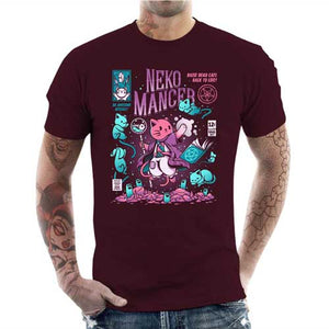 tshirt-homme-nekomancer-magicien-qui-reincarne-les-chats-coton-bio-cerise