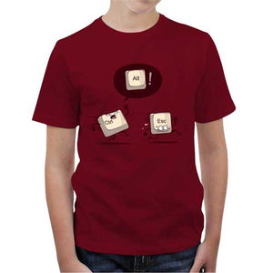 tshirt-enfant-ctrl-and-escape-coton-bio-rouge