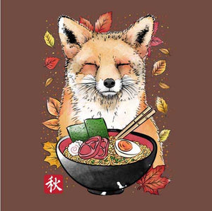 tshirt-fox-leaves-and-ramen-coton-bio-sienna