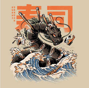 tshirt-sushi-dragon-pour-gourmets-fan-d-art-et-de-japon-coton-bio-beige