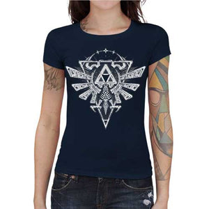 tshirt-femme-ancient-force-triforce-sceau-royal-zelda-coton-bio-bleu-nuit