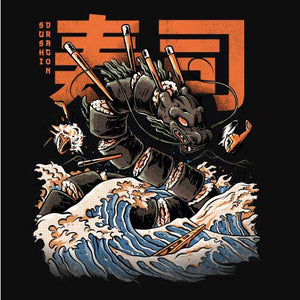 tshirt-sushi-dragon-pour-gourmets-fan-d-art-et-de-japon-coton-bio-noir