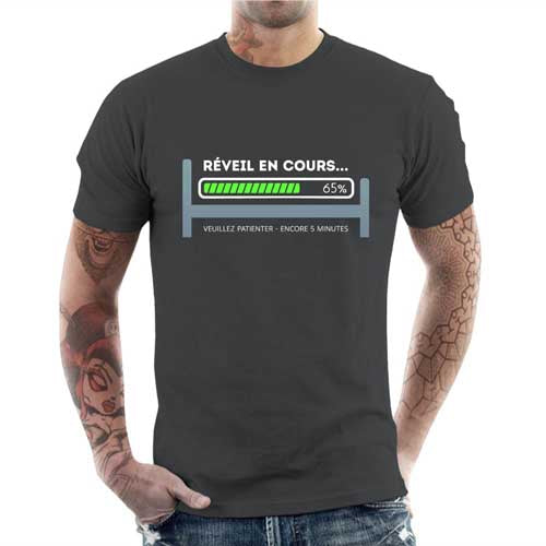 T-shirt geek homme - Réveil en cours