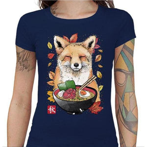 T-shirt Geekette - Fox Leaves and Ramen - Couleur Bleu Nuit - Taille S