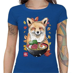 T-shirt Geekette - Fox Leaves and Ramen - Couleur Bleu Royal - Taille S