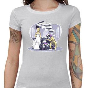 T shirt Motarde - Le mariage du Motard - Couleur Blanc - Taille S