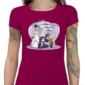 T shirt Motarde - Le mariage du Motard - Couleur Fuchsia - Taille S